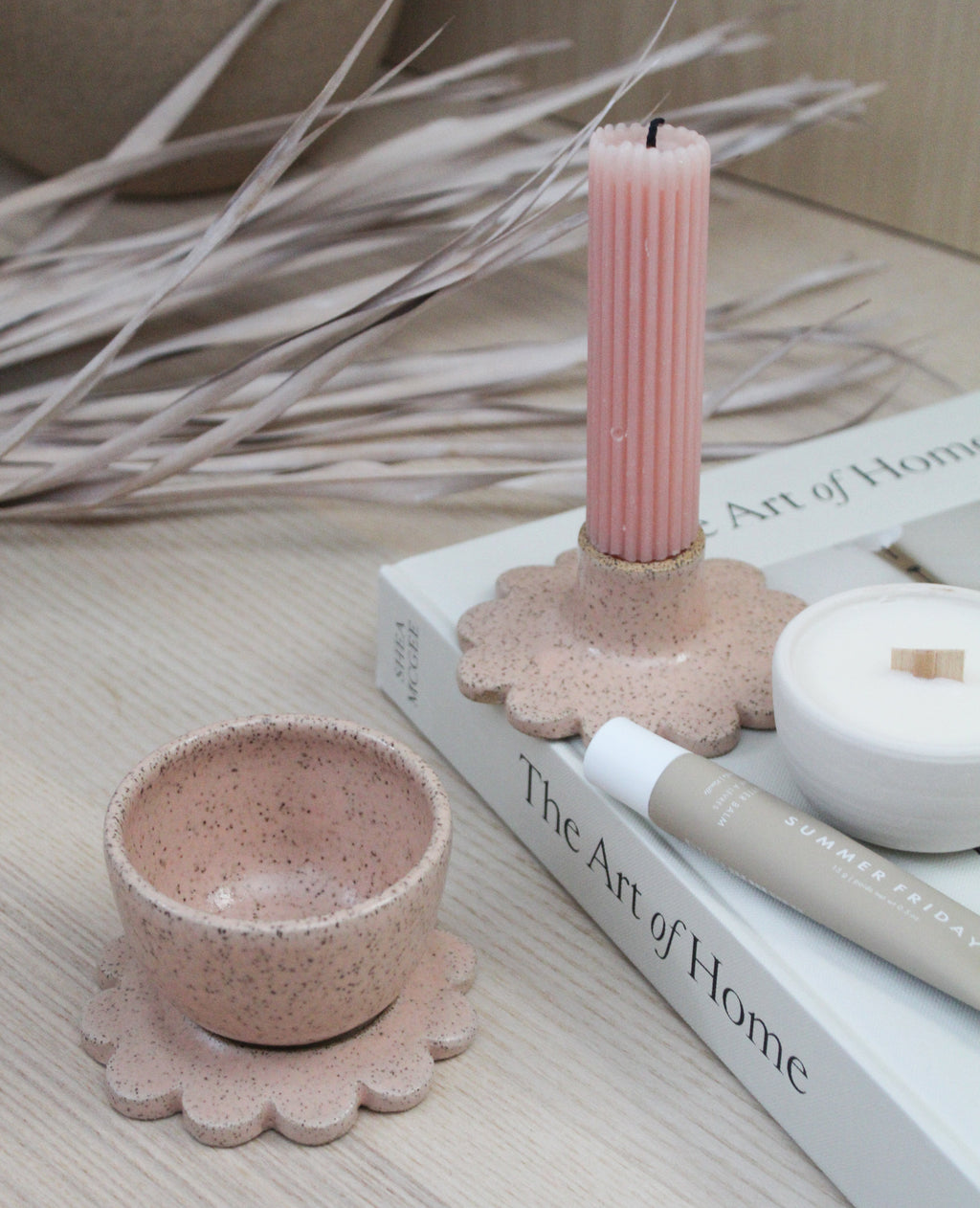 Blush Taper Holder