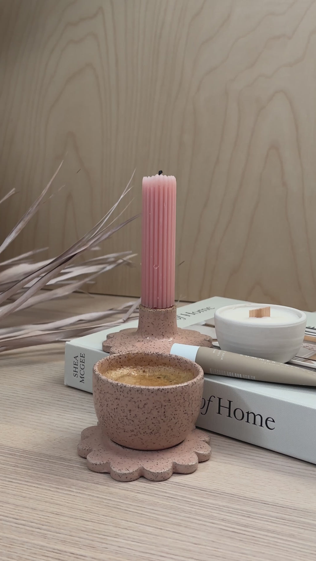 Blush Taper Holder
